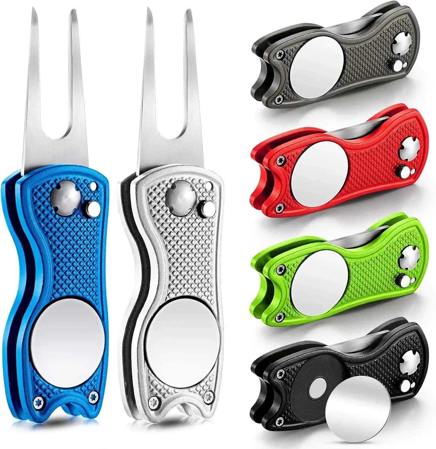Back Nine Finds Foldable Golf Divot Tool | Green Repair Fork with Ball Marker & Groove Cleaner