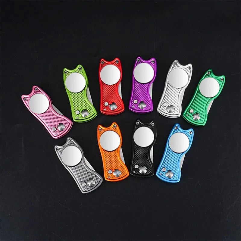 Back Nine Finds Foldable Golf Divot Tool | Green Repair Fork with Ball Marker & Groove Cleaner