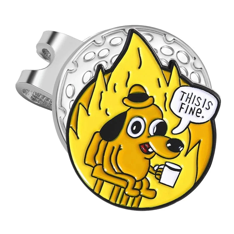 Back Nine Finds MJ375 "This Is Fine" Dog and Other Memes funny Golf Ball Markers